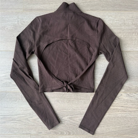 Aritzia Sunday Best Brown Mock Neck Open Back Sweater - Picture 4 of 4